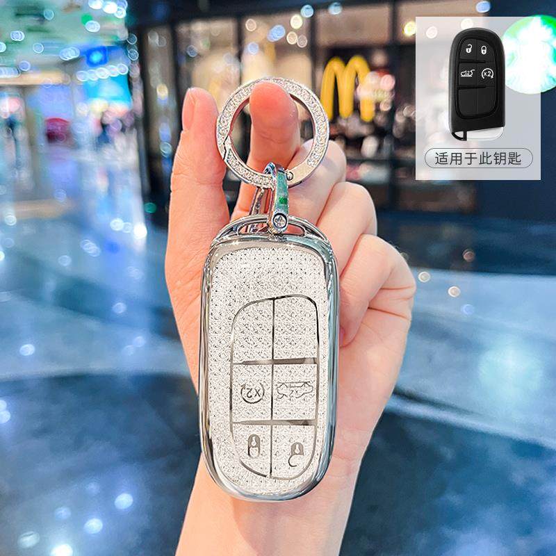 Crystal Tpu Key Case For Fiat Jeep Dodge Charger Challenger Dart Journey Durango Grand Caravan 4 Button Remote Car Key Cover Fob