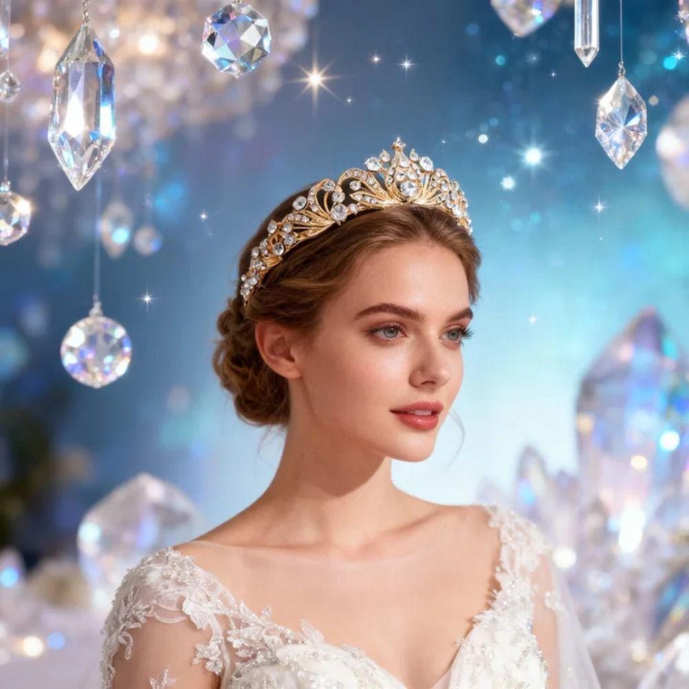 Rhinestones Bride Crowns Crystal Wedding Crown Metal Headbands Princess Tiaras Weddings