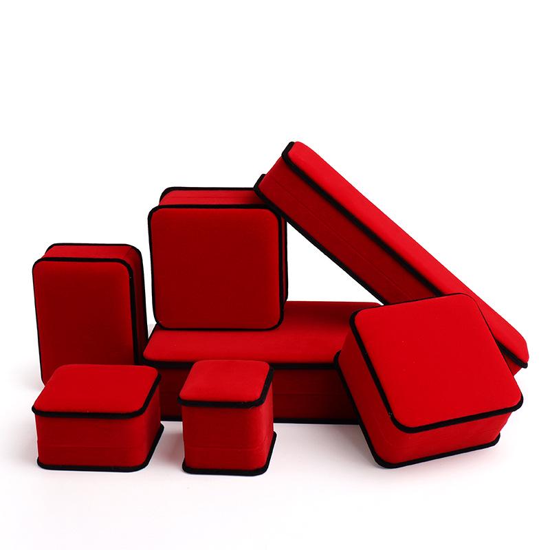Roter Samt Schmuckschatulle Set: Ring, Anhänger, Armband, Halskette Aufbewahrungs- und Geschenkbox
