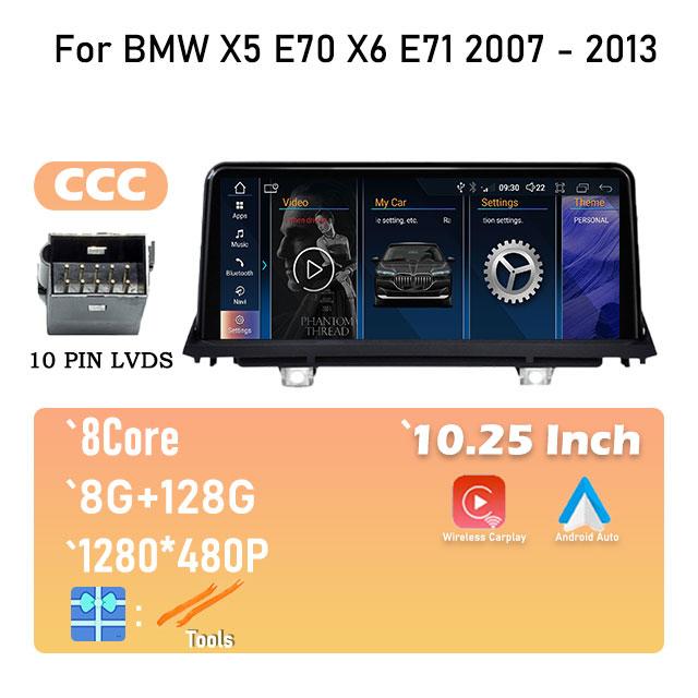 Android 14 For BMW X5 E70 X6 E71 2007 - 2013 Original CCC or CIC System Car Radio Stereo Video Player GPS Navigation Multimedia