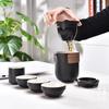 Portable Black Pottery Travel Tea Set (1 Pot, 4 Cups)
