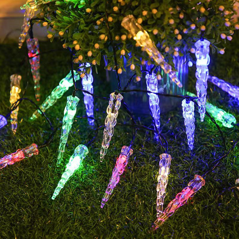 Solar LED Icicle String Lights - Waterproof Fairy Lights for Outdoor Patio & Camping, Christmas & Holiday Decor