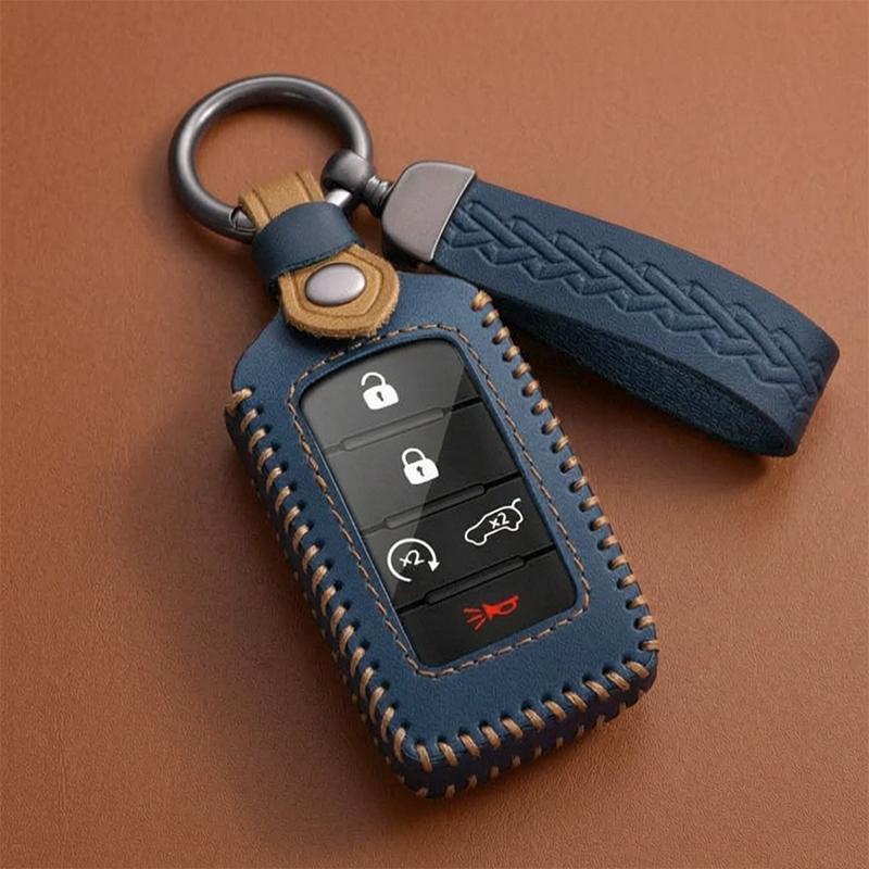 3-6 Buttons Leather Car Key Cover For Jeep Grand Cherokee 4Xe L Wagoneer Grand Wagoneer - Anti-Scratch Auto Accessories