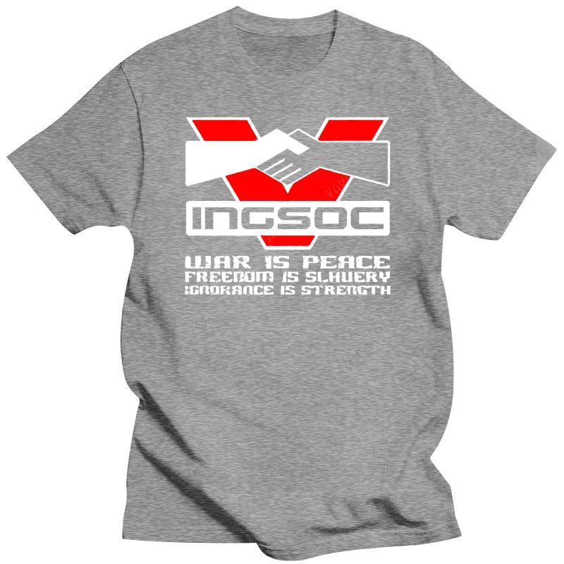 

Mens brand t-shirt Summer T shirts For Men New INGSOC George Orwell Slogan 1984 Big Brother Socialism War is Peace t shirt 4XL