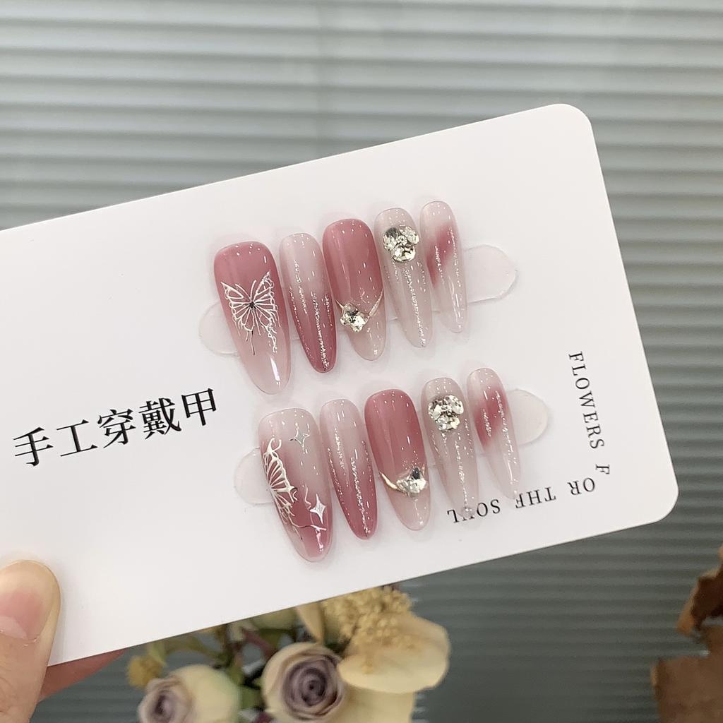 Pure Handmade Ice-transparent Gradient High-end Liquid Butterfly Wine Stained Plum Stickers