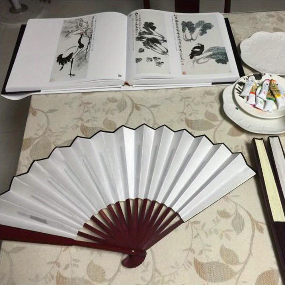 10 Zoll Faltfächer Hand Seidenstoff DIY Chinesischer Faltfächer Holz Bambus Antike Faltfächer DIY Kalligraphie Malerei