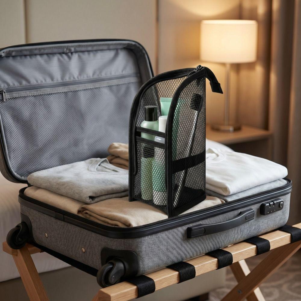Large Capacity EVA Cosmetic Bag Waterproof Space Saving Toothbrush Toiletry Pouch Stand Up Zipper Closure
