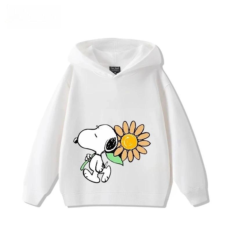 Niedliches langärmeliges Kapuzensweatshirt mit Snoopy-Aufdruck für 2025, ein modisches Oberteil für Herbst- und Winterkinderbekleidung