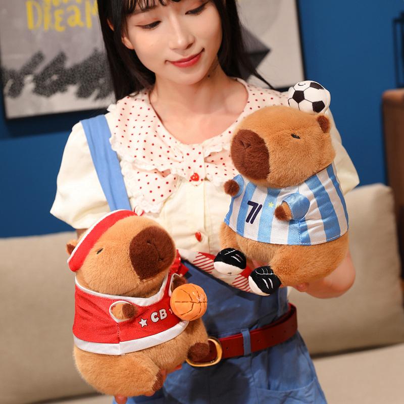 Kawaii Football Basketball Capibala Plush Doll Soft Cute Cartoon Animal Stuffed Toy Home Decor Gifts For Kids
