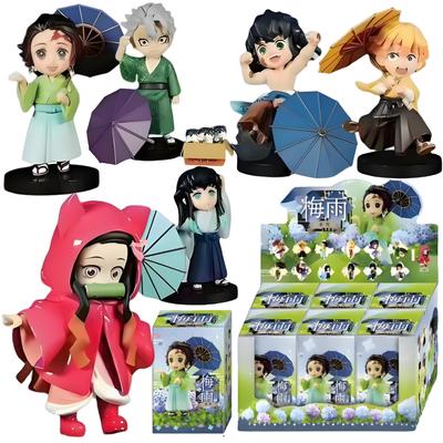 Demon Slayer Blind Box Pflaumenregen Serie Anime Figur Tanjiro Kamado Nezuko Action Modell PVC Schreibtisch Ornament Sammlerspielzeug Geschenk