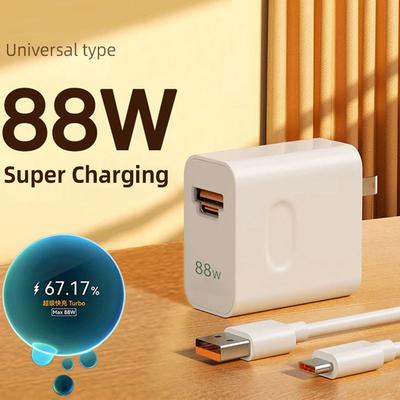 For  Universal Fast Charger Max 88W SuperCharge Support PD QC Quick Charge For Mate60 Pro+ P50 Pro EU US UK Plug And Cable
