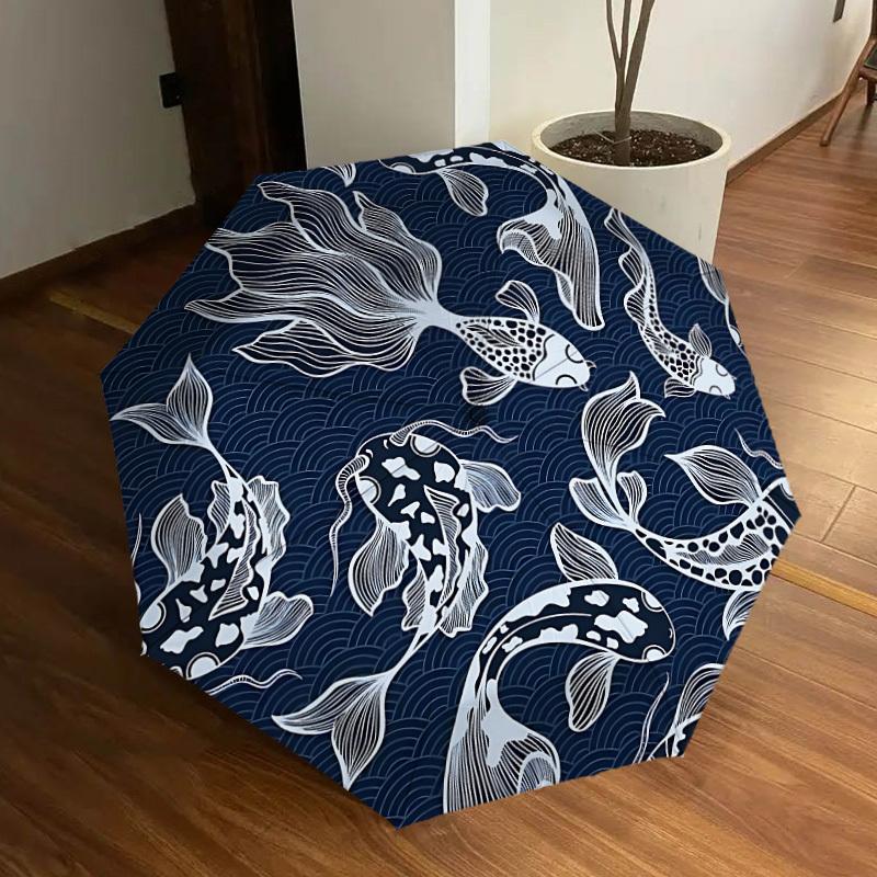 

1pc Koi Fish Pattern Automatic Folding Umbrella - Portable Collapsible Design, 8-Rib Iron Frame, Casual Outdoor Accessory yy251215244