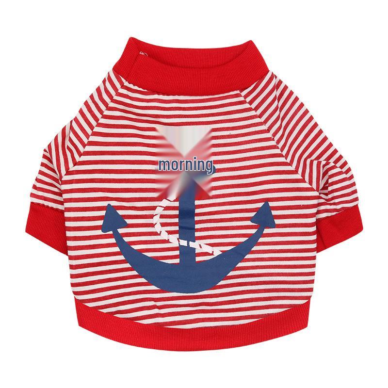 Striped Anchor T-shirt for Small Dogs and Cats - Spring to Autumn Wear