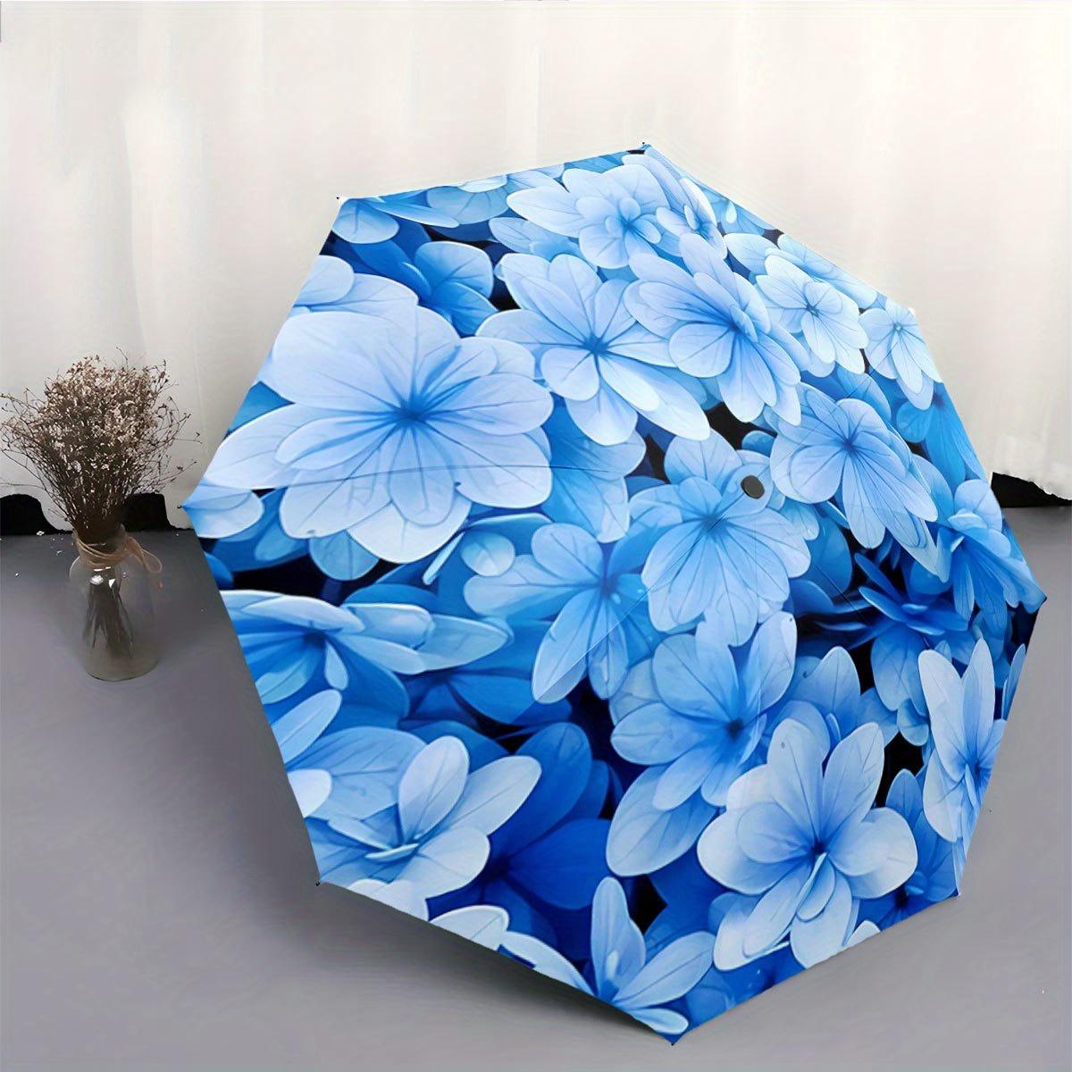 

Automatic Open/Close Umbrella with One-Touch Button - Elegant Floral design, Compact Folding Umbrella with 8-Rib Strong Frame, (as the picture,Iron&8K)