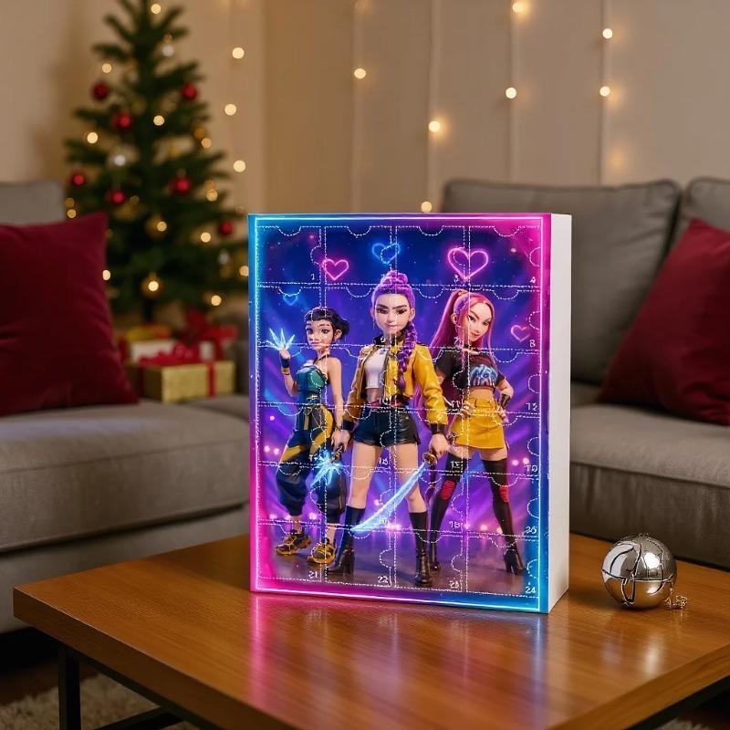 Novo Caçador de Demônios Kpop Calendário de Contagem Regressiva de Natal Caixa Surpresa Mochila Chaveiro de Carro Pingente Acrílico Presente de Natal para Menina