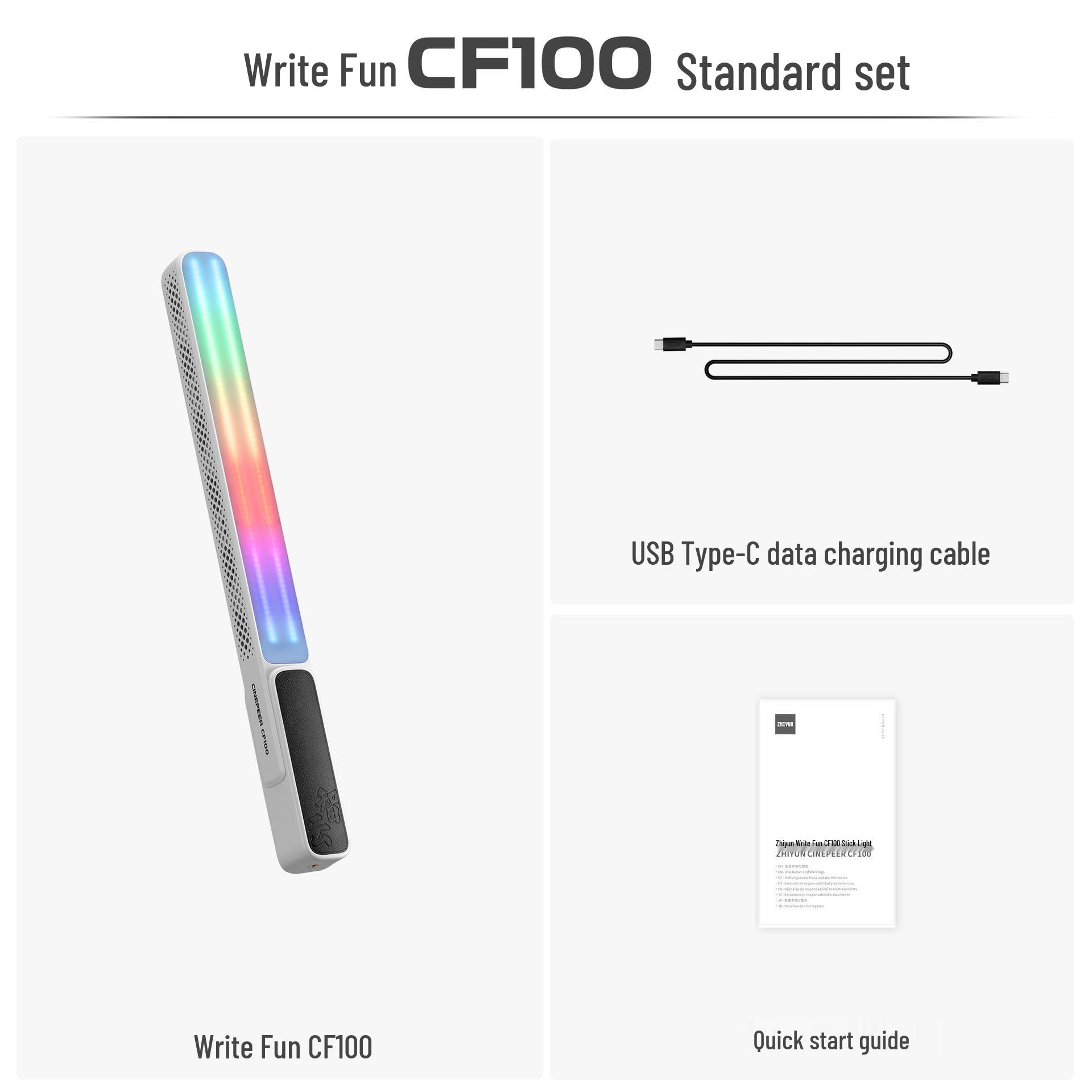 Zhiyun Write Fun CF100 RGB 100 Вт Портативный светодиодный заполняющий свет для съемки на открытом воздухе ночью.