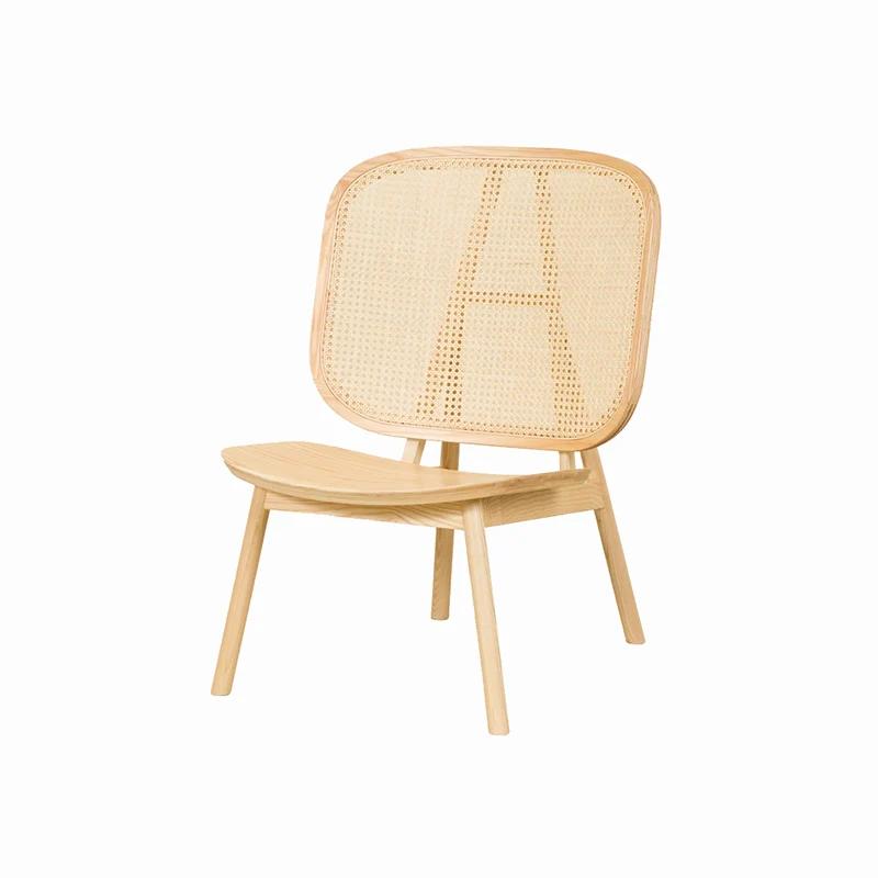 Nordic Rattan Living Room Leisure Sofa Chairs Balcony Back Single Sofa Outdoor Furniture Solid Wood Lazy Small Sofa