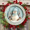 Christmas Wooden Sign with Adorable Snowman Pattern - Warm Winter Round Sign for Front Door, Wall Hanging Decor - Ideal Christmas Gift