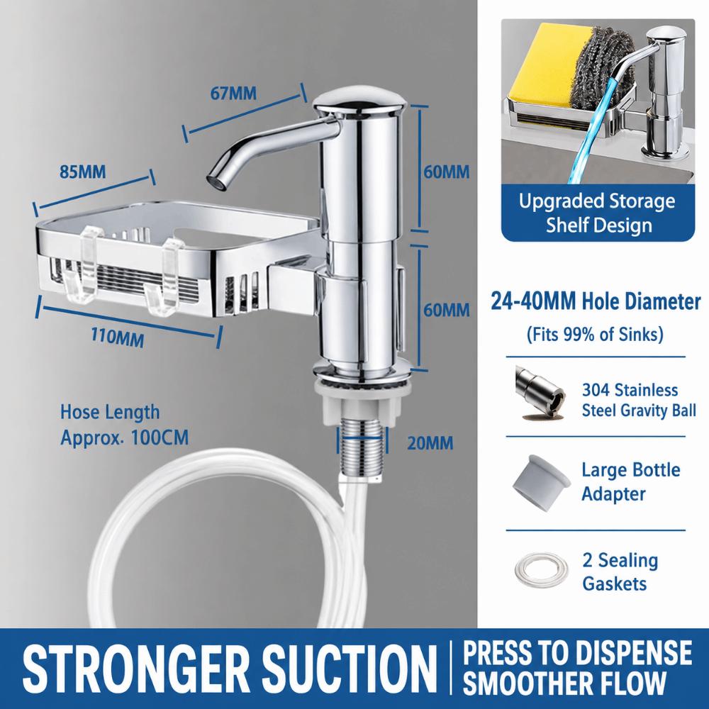Aluminum Sink Soap Dispenser Extension Tube Countertop Soap Dispenser Kitchen