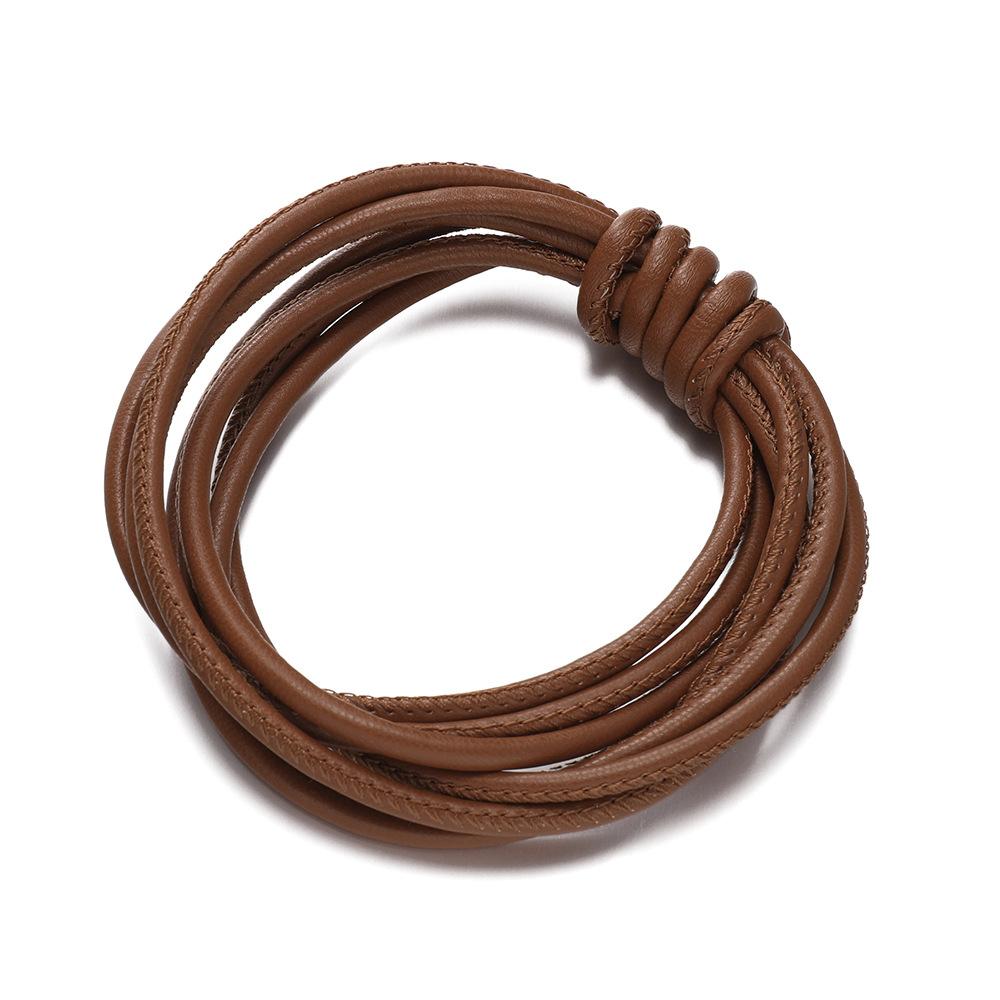4/5MM Leather Core Round Braided Leather Rope PU Cotton Core Crochet Thread DIY Bag Shoulder Strap Jewelry Rope