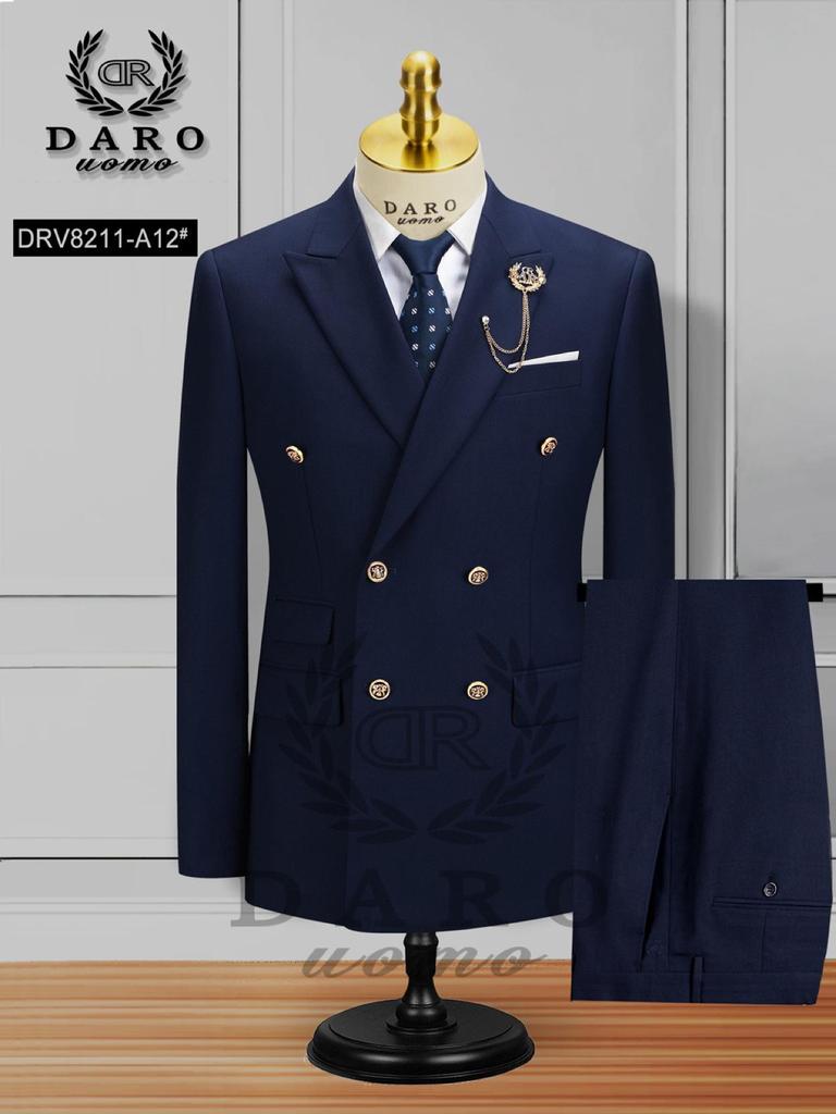 Men's Large Double-Breasted Wedding Suit & Groomsmen Two-Piece Set