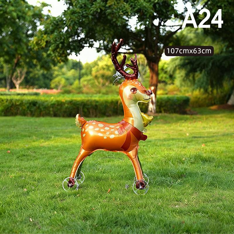 4D Cartoon Foil Balloons Elephant Stand Walking Balloon With Wheel For Kids Birthday Party Decoration Baby Shower