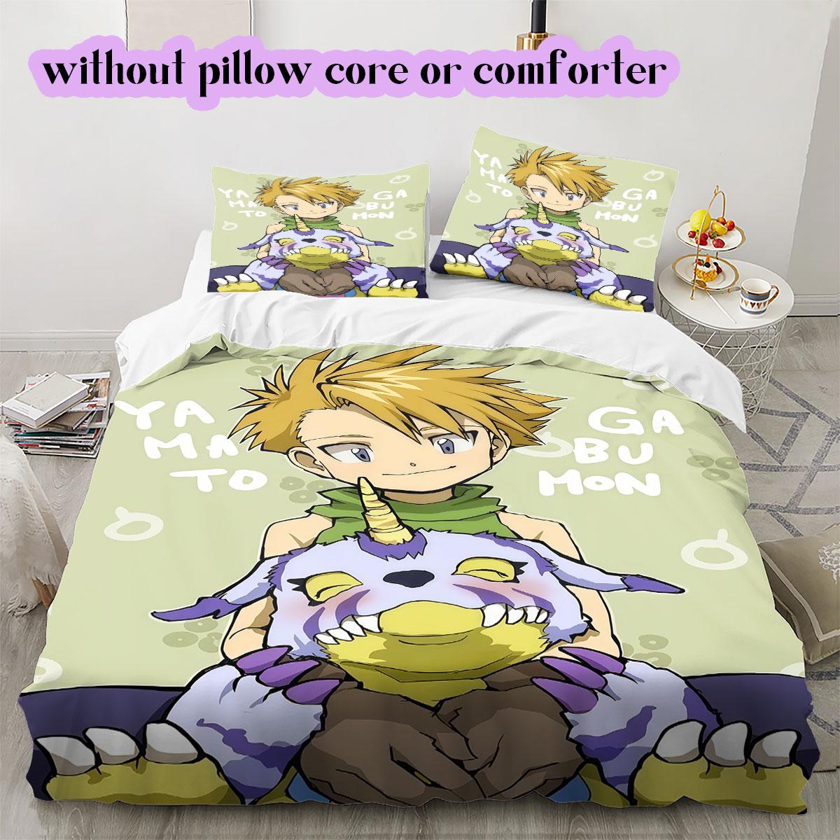 Digimon Cartoon characters Cartoon Print Bedding Set Duvet Cover 3pcs Gift Children Various Sizes Extra Large Size New 135cmx200cm