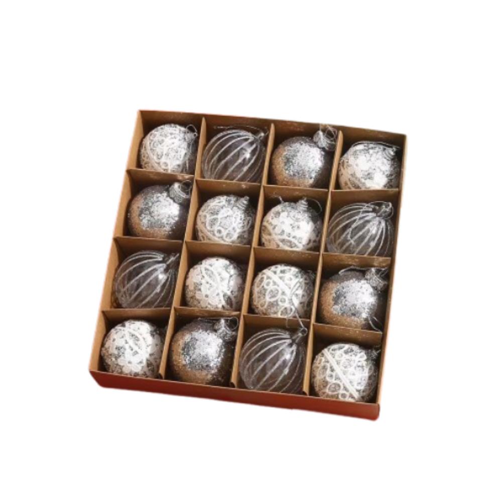 16pcs 6cm Christmas Hanging Balls Set Foam Xmas Tree Ornaments Christmas Balls Pendant Party Favors