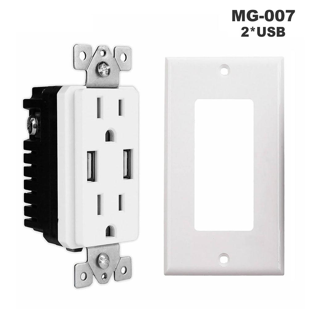 Double USB High Speed Safety Charger Duplex Receptacle Tamper Resistant Wall Socket Plate