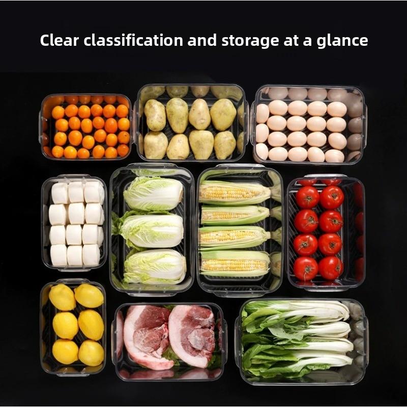 Organizador de cajón para refrigerador, caja de almacenamiento transparente para cocina y alimentos