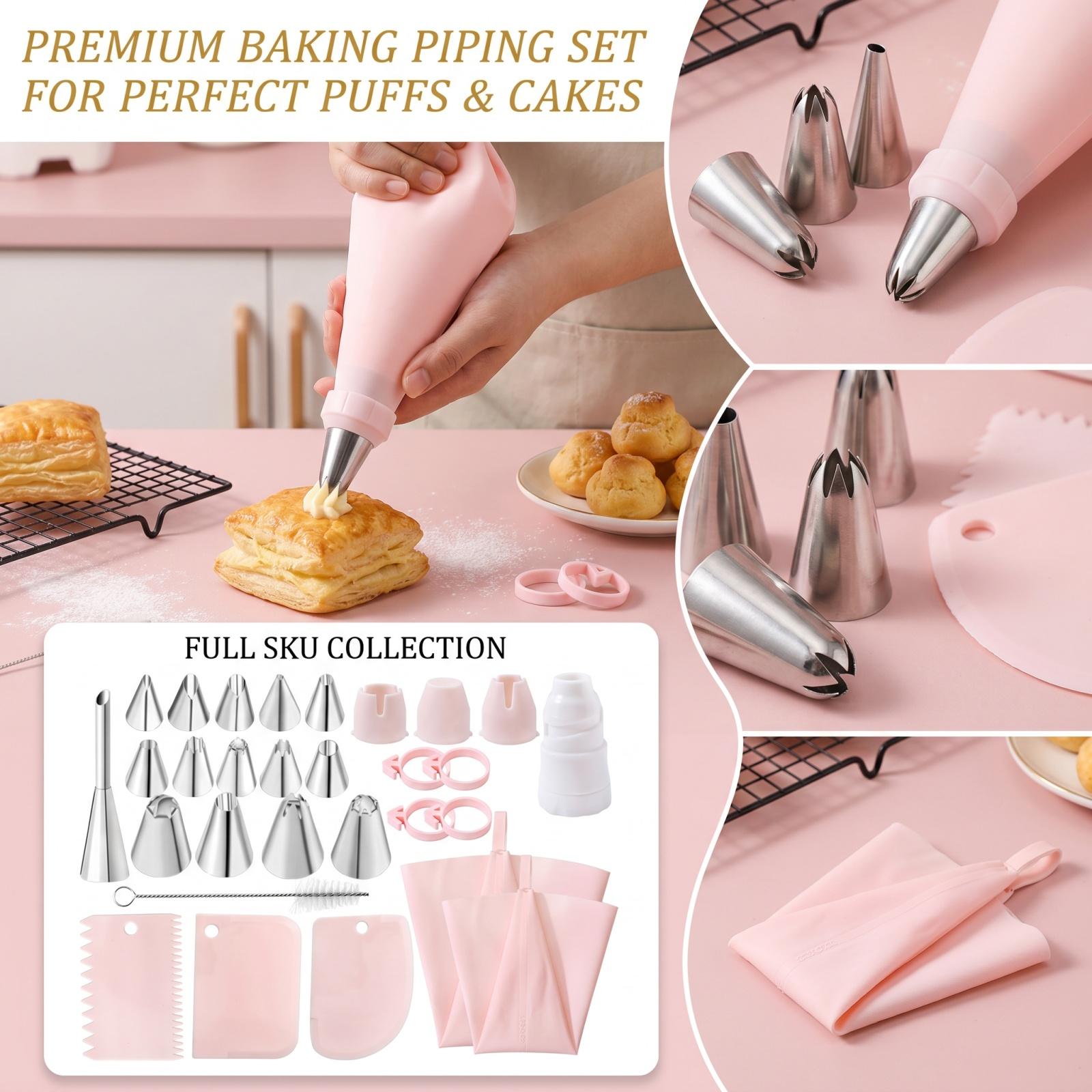 29-Piece Piping Tips Set with Bags and Icing Nozzles for and Baking One Size розовый