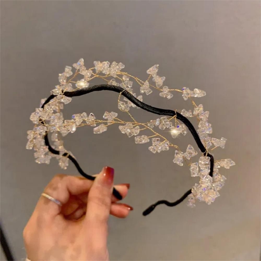Luxury Crystal Beaded Hair Hoop Korean Style Wedding Headwear Trendy Fairy Vintage Headband  Women