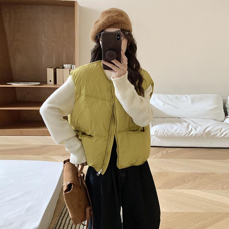 European and American New Style Korean Dongdaemun Women's Short Down Cotton Vest Loose Thickened Waistcoat Vest Jacket