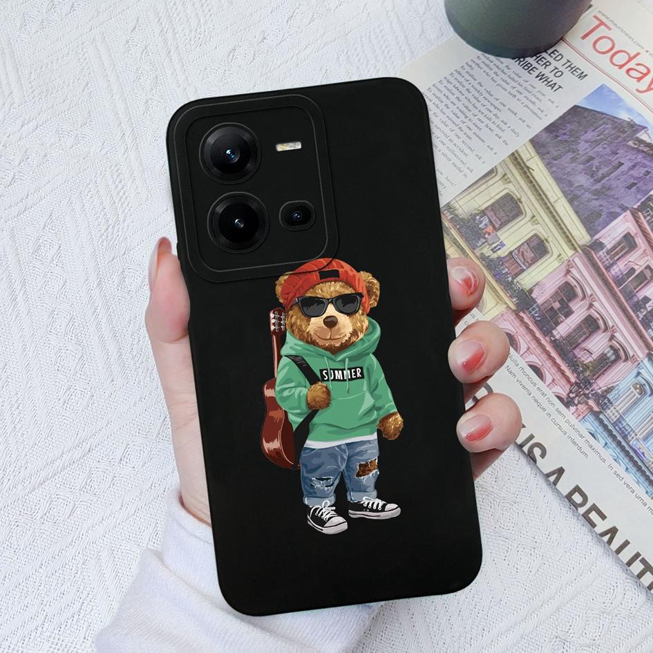Phone Case For Vivo V19 Neo Z1 Z3X Z5X V21E V23E V25E V27 Pro V20SE V9 Cute Bear Shockproof Protective Soft Silicone Phone Cover For Vivo Bumper
