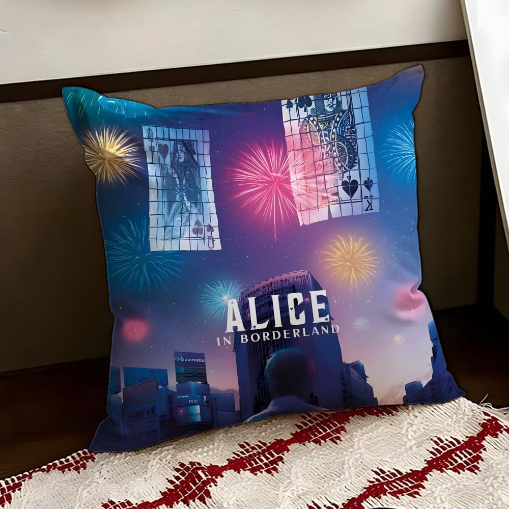 TV AAlice in BBorderland Cushion Cover Reversible Soft Durable Pillow Cover Home Car MultiScene Use for Daily Comfort