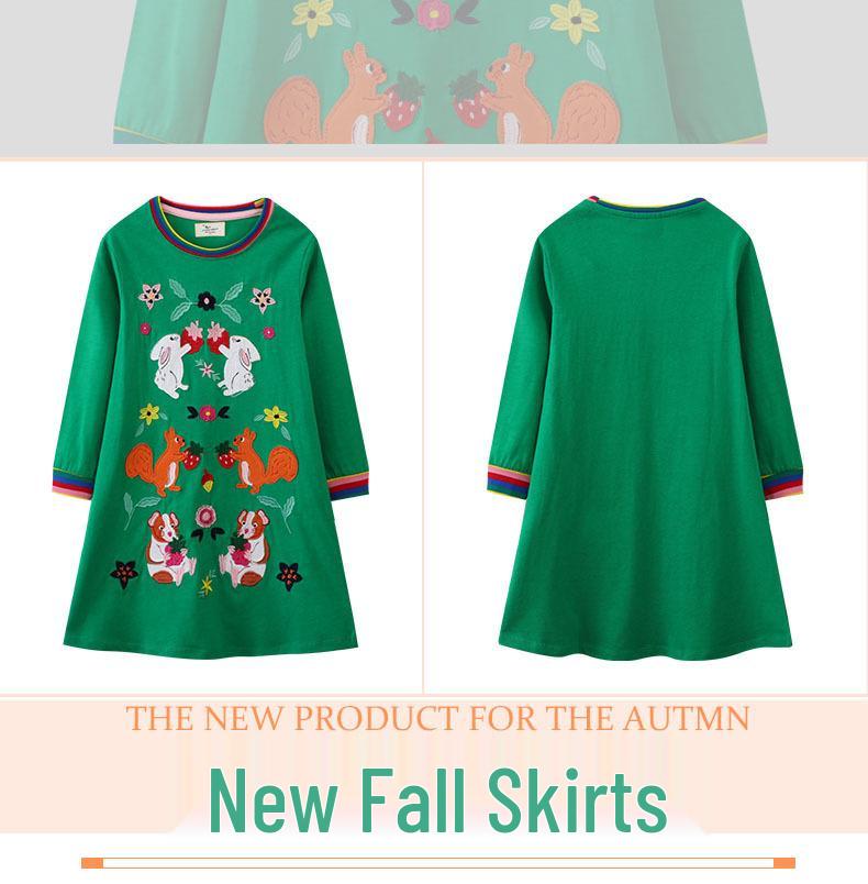 Embroidered Long Sleeve Dress for Girls - European & American Style