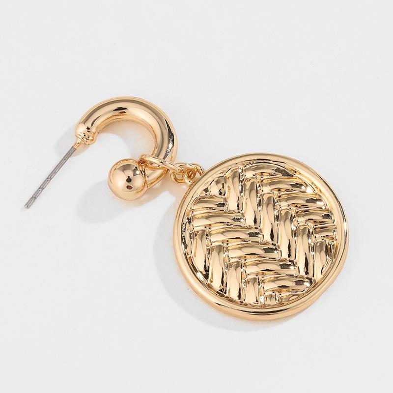 Pinkdudu Simple Metal Gold Round Drop Earrings Geometric Stud Earrings Jewelry Gift PD1995