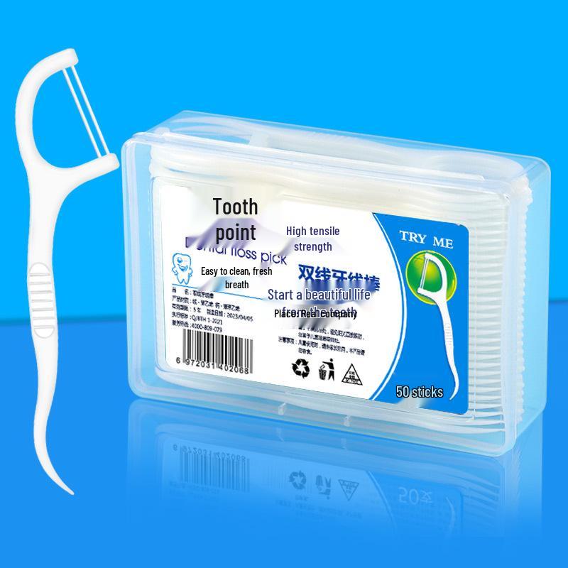 Toothpick Ultra-Fine Double-Line Disposable Floss Sticks, Food-Grade Toothpicks