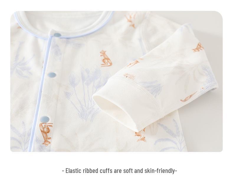 Newborn Autumn Pure Cotton Snap-Front Romper Jumpsuit