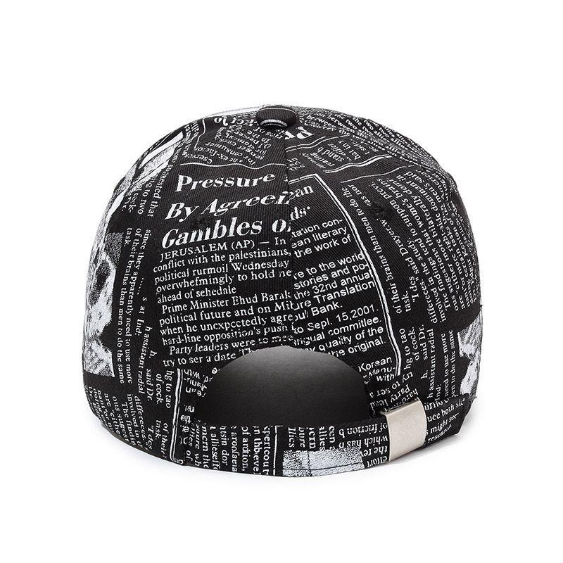 Spring and Autumn New Hat Unisex Newspaper Print Baseball Cap Street Hip Hop Cap Fishing Outdoor Floral