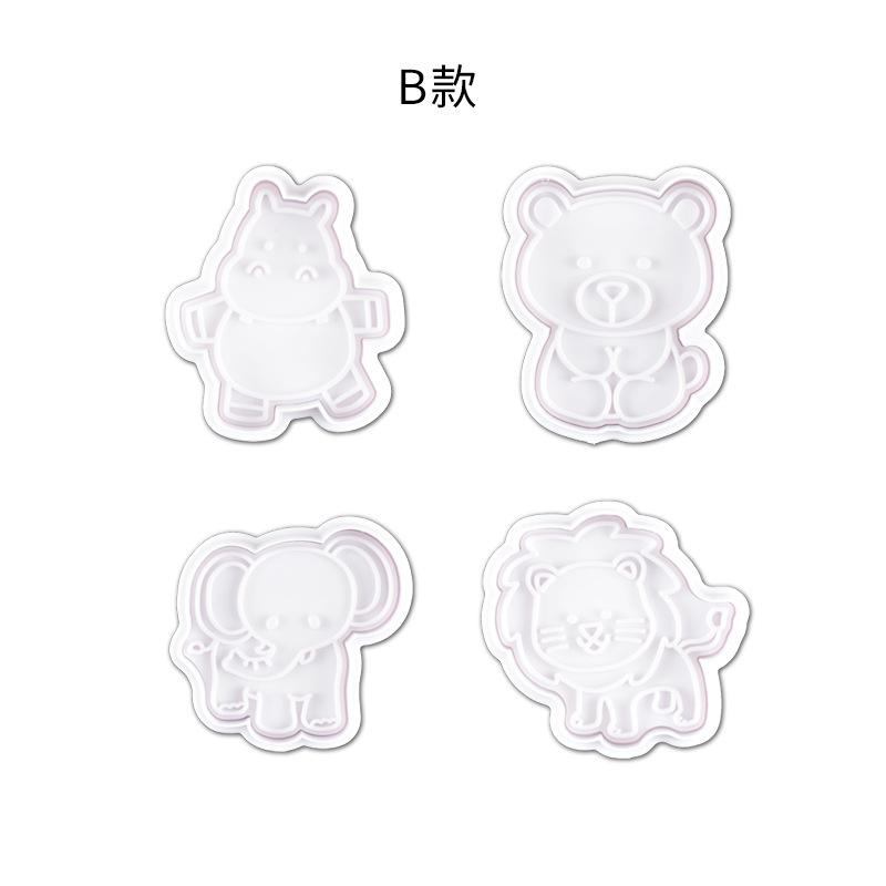 4pcs Cookie Stamp Biscuit Mold 3D Cookie Plunger Cutter DIY Baking Mould Easter Rabbit Cookie Cutters for Kitchen Tools