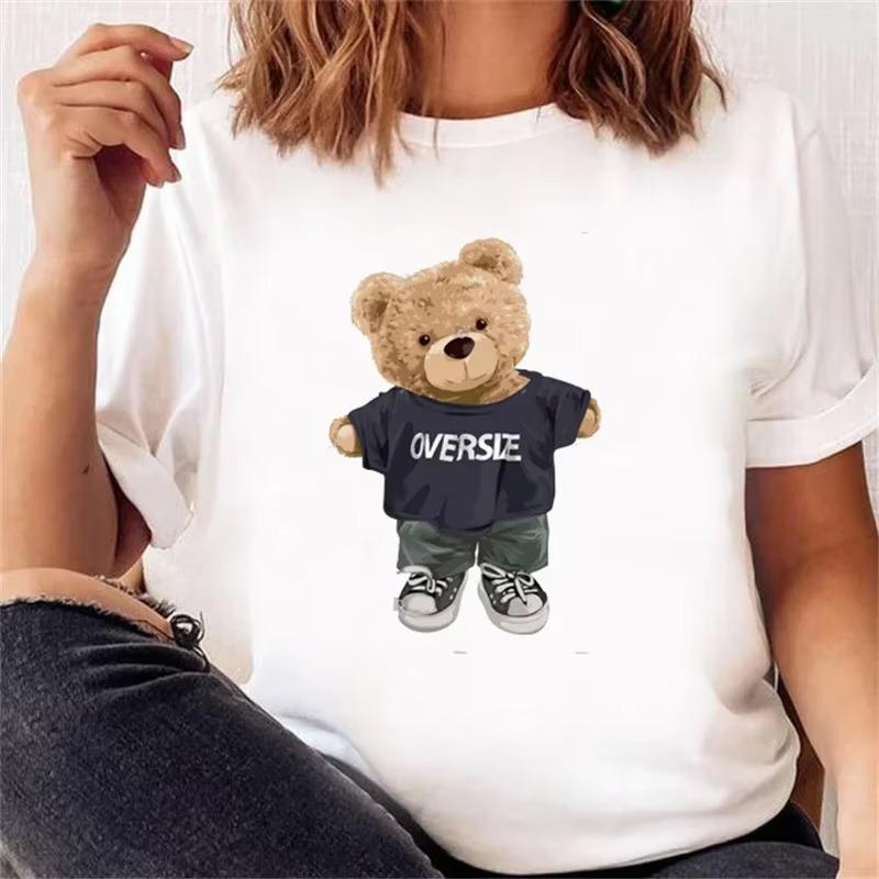 Cartoon Bear Print T Shirt Casual Y2k Harajuku Fashion Unisex Unisex Summer Spring Short Sleeve Oneck Aesthetic Tee
