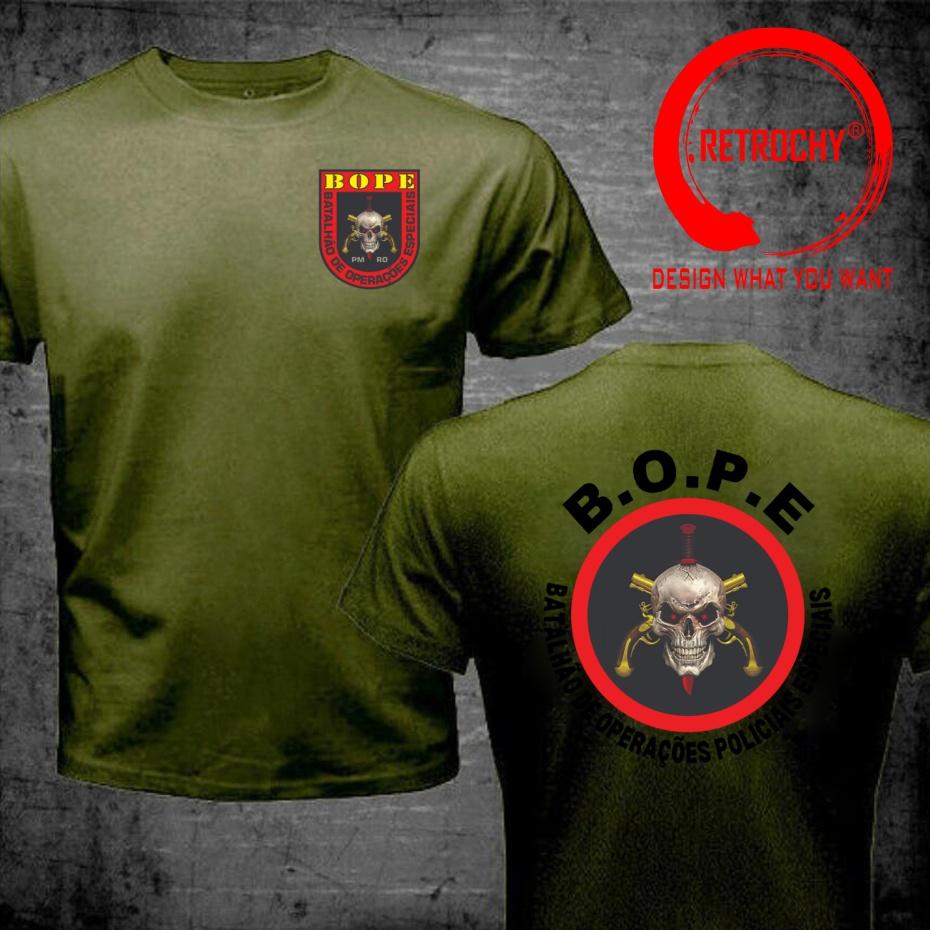 Brazil Bope Batallon Tropa De Elite Brazilian Special Forces T Shirt Unisex Fashion Hip Hop Tops Tee Harajuku Streetwear TShirt