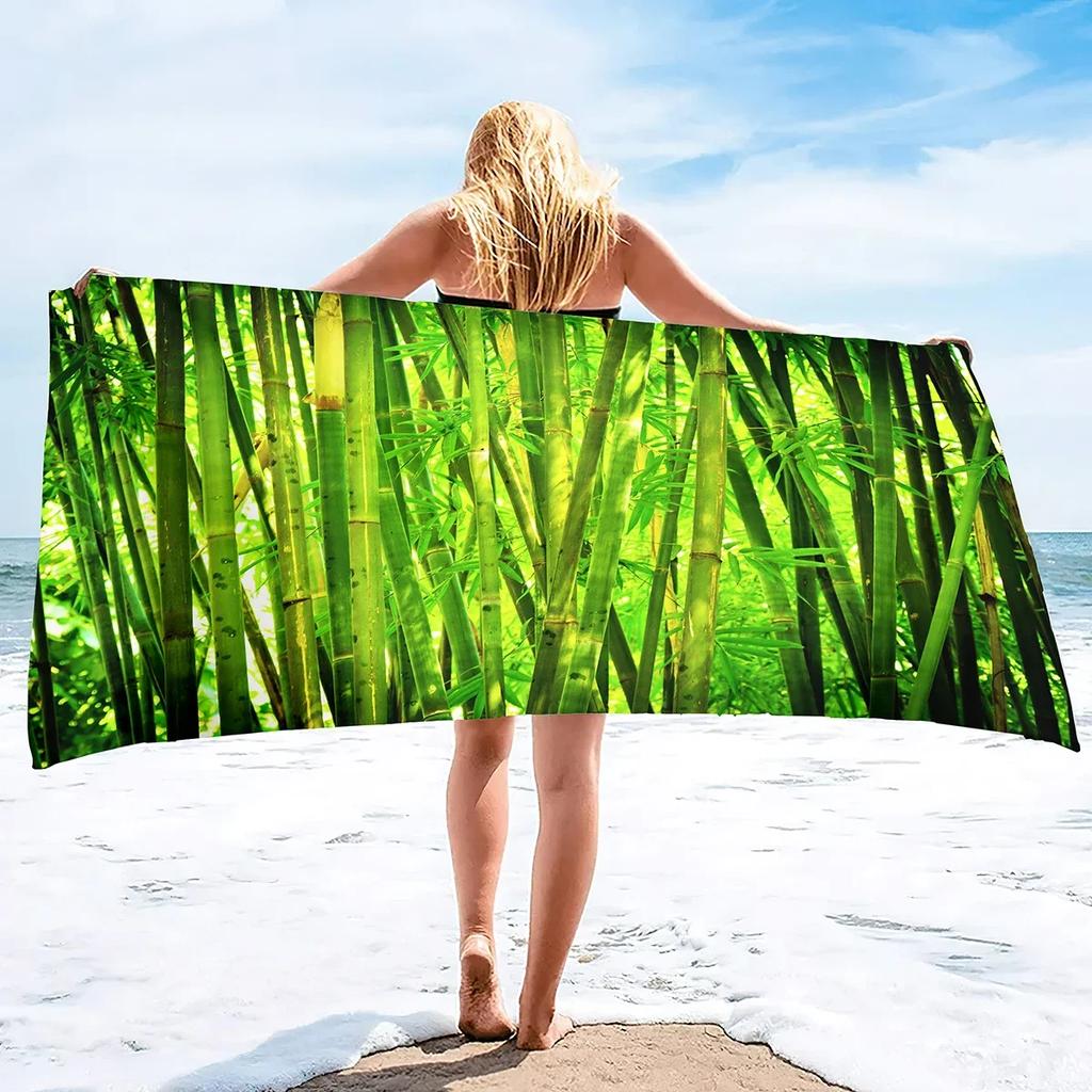 Bamboo Print Oversized Sand Free Beach Towel Women Summer Quick Dry Beach Towel Mens Microfiber Lightweight Travel Beach Towel