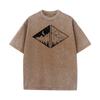 Rectangular Black Mountain Pure Cotton Men Tops  Tees Vintage Mother Day Retro Washed T Shirts Loose Round Neck Washed T Shirts