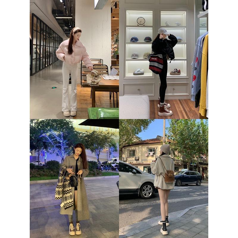 Cowhide Version~ Same Leather Round Head Platform Martin Boots Women's Short Boots High-top Casual Little White Shoes Women's Board Shoes