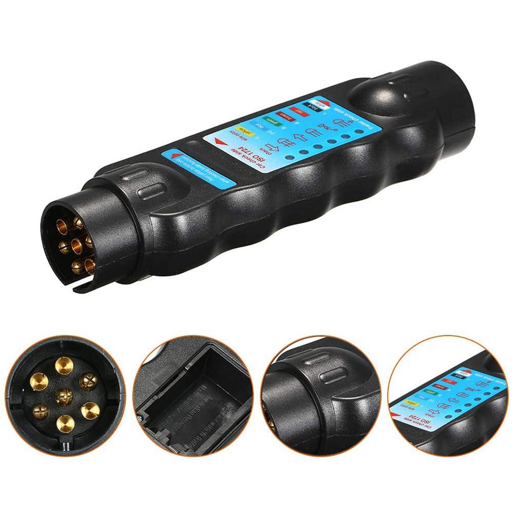 12V 7 Pin Car Towing Light Tester Trailer Plug Socket Diagnostic Tools Wiring Check Light Test Plug Socket Car Truck Accessories