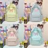 Butterfly Pattern Lightweight Nylon Backpack For Middle School Girls With Spacious Compartments For Daily Use