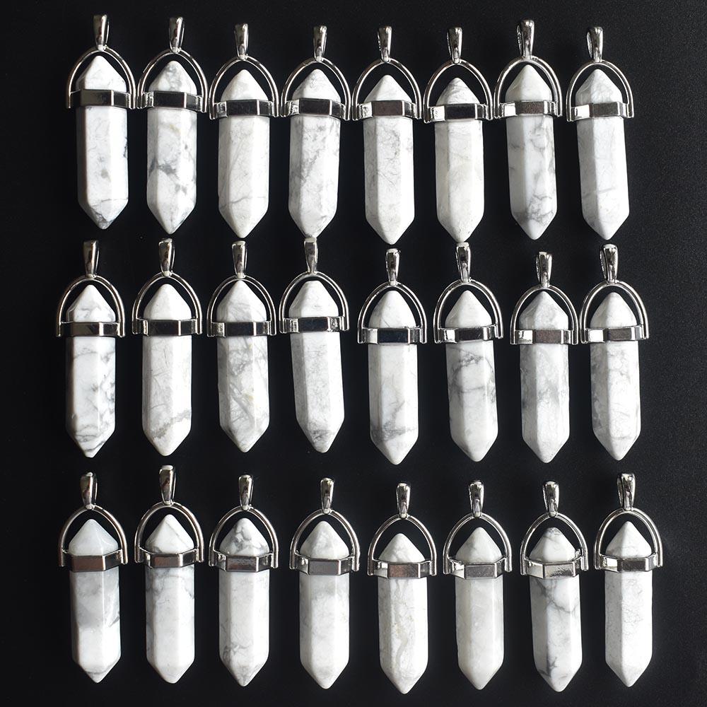 24pcs/lot Fashion quality assorted natural stone mixed pillar charms chakra Pendants & necklaces for making free