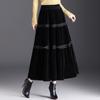 Autumn Winter Women's Velvet Plus Size Skirt High-Waist Cake Skirt Long A-Line Lace Skirt